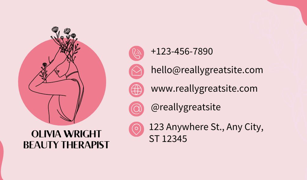 Download Template kartu Nama Beauty Therapist Pink  Gratis