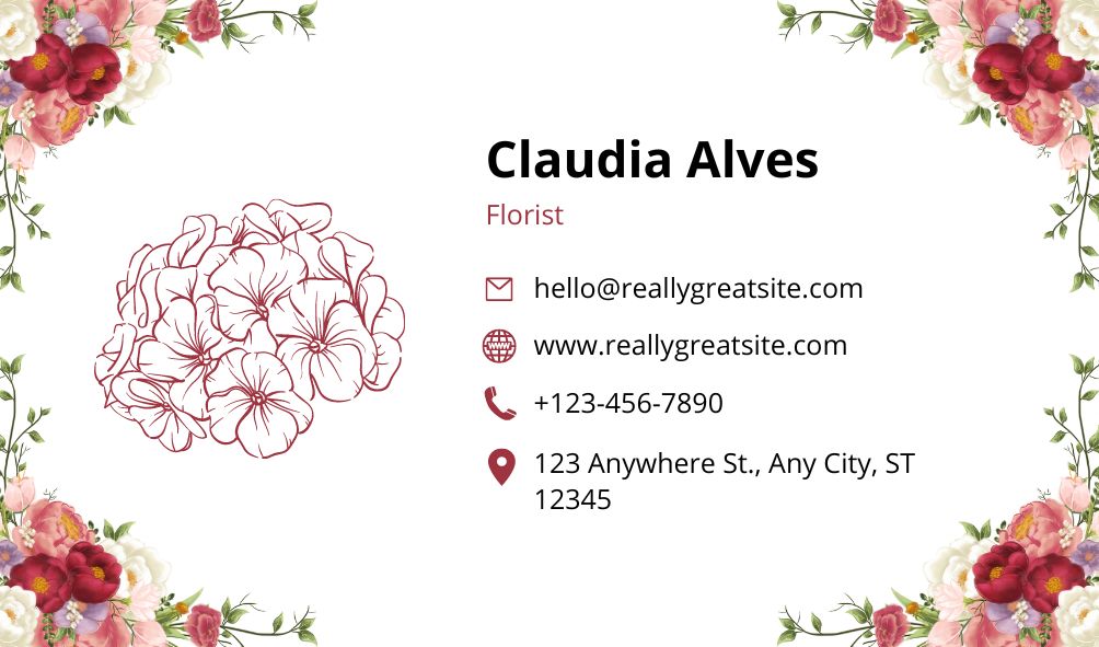 Download Template Kartu Nama Florist Merah Putih  Gratis