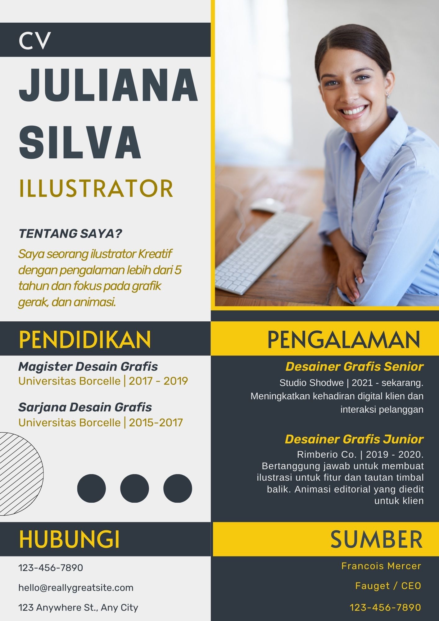 Download Template CV Keren Putih Hitam Illustrator Gratis