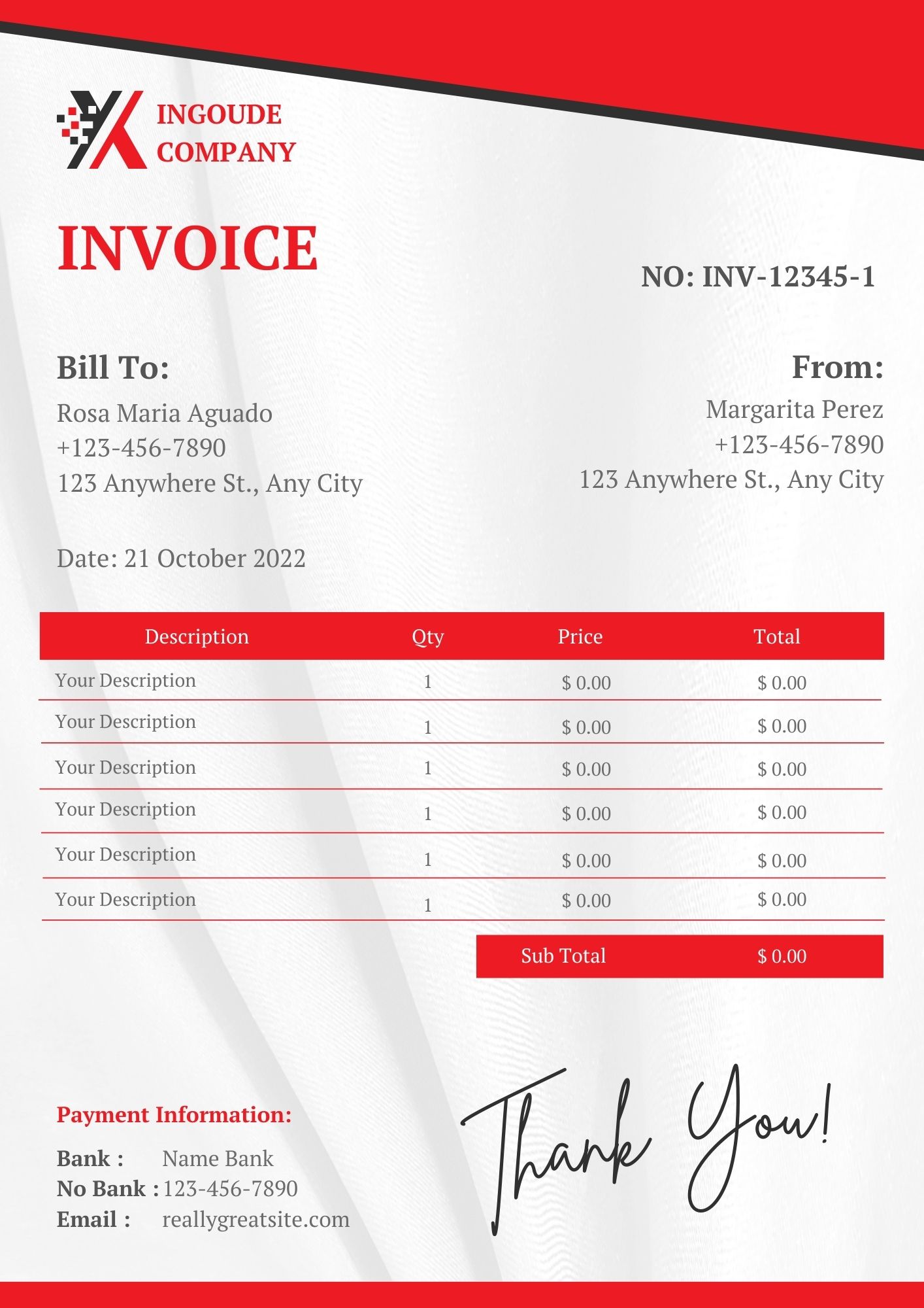 Download Template Desain Invoice Merah Putih  Gratis