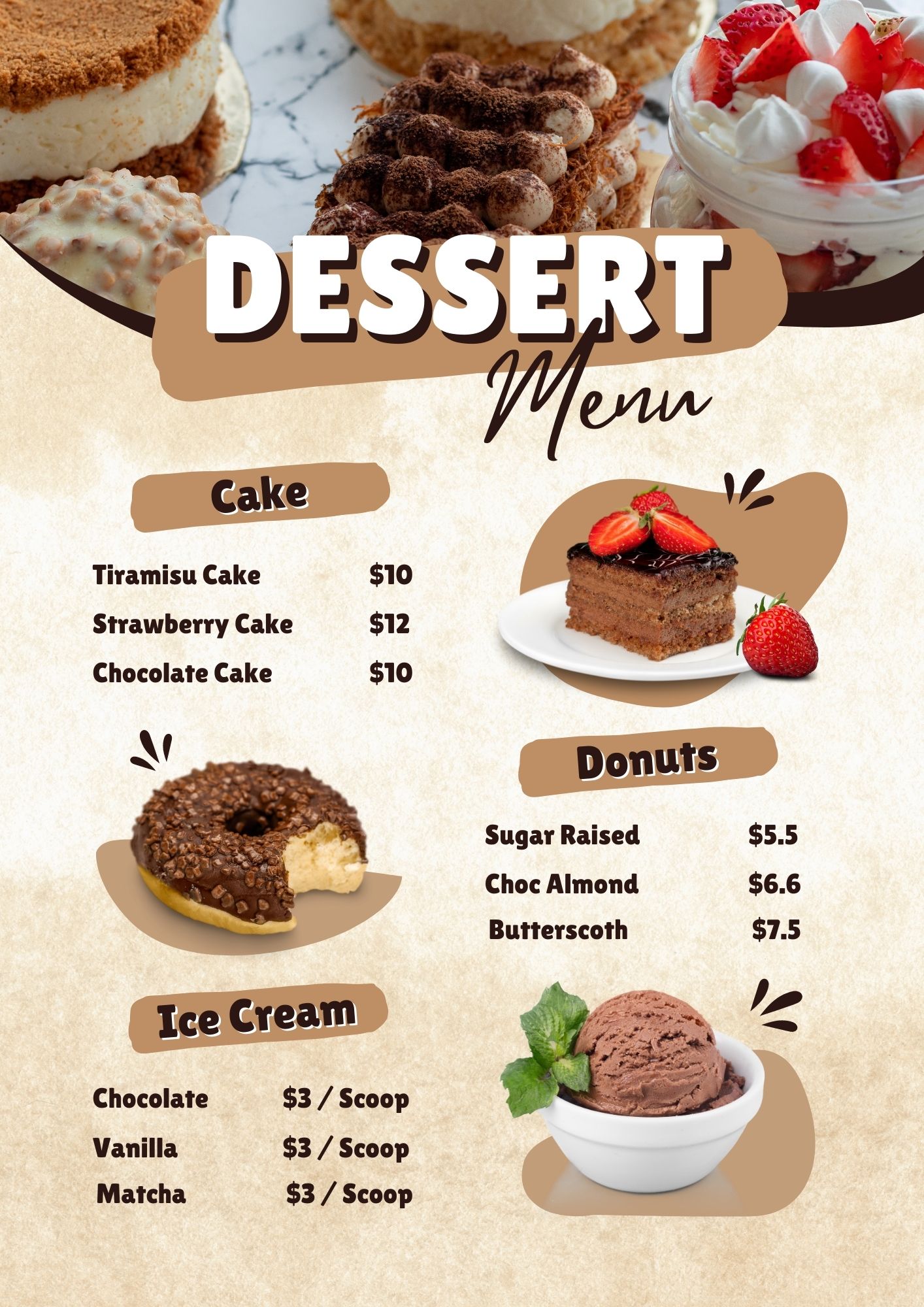 Download Template Desasin Menu Dessert Menu Coklat Putih  Gratis