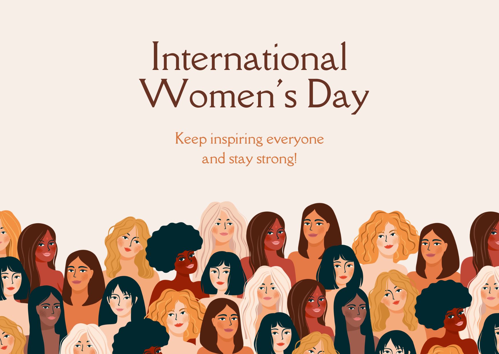 Download Template Kartu Ucapan 25 International Women's Day kream  Gratis